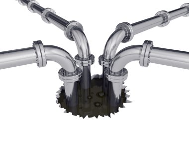 Beyaz bir arka plan üzerinde boru hattı