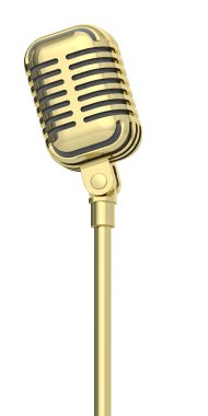 beyaz zemin üzerine altın mikrofon
