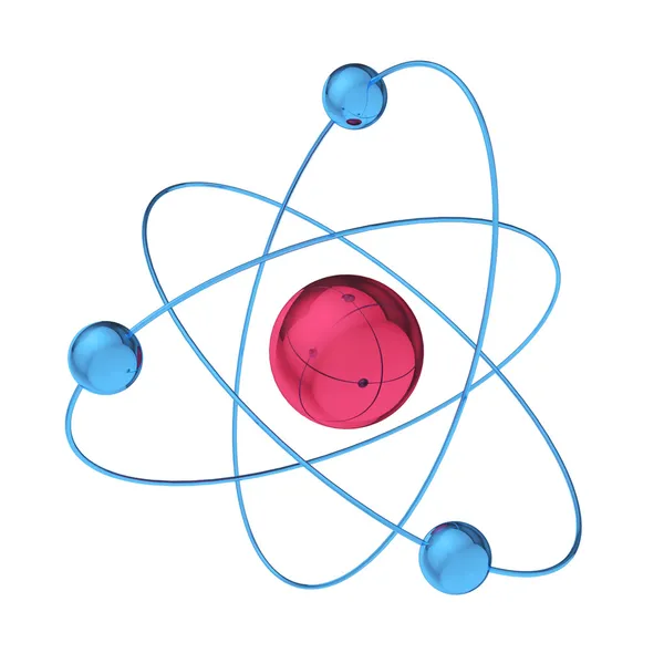 Atom auf weißem Hintergrund — Stockfoto