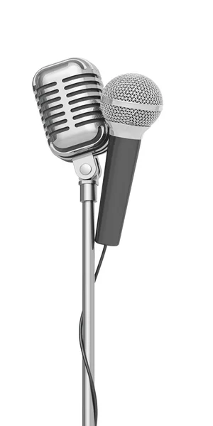 Микрофон на белом фоне — стоковое фото