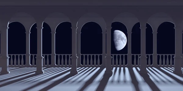 Arco en el fondo del cielo lunar — Foto de Stock