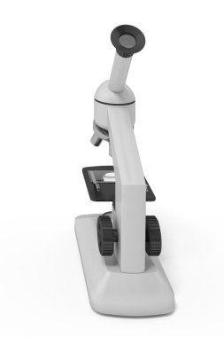 Beyaz bir arka planda mikroskobu