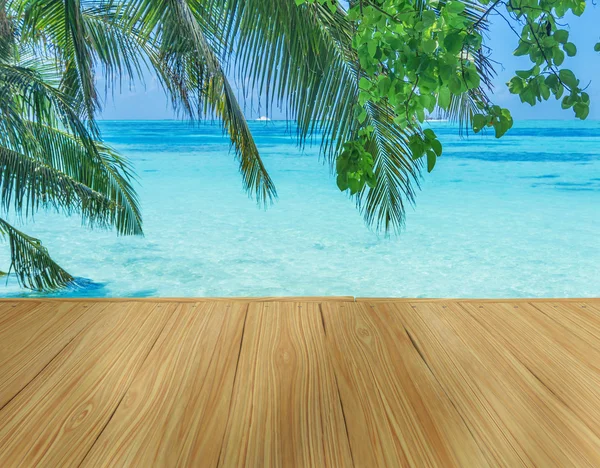 Maldiven met palmbomen, zand en zee — Stockfoto