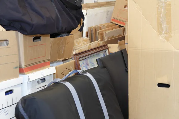 Stacked Moving Boxes and Cases — Stock Photo, Image