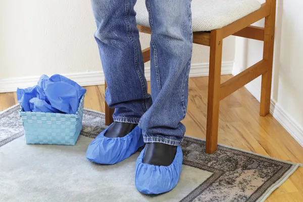 Standing Person Wearing Booties — Stock Photo, Image