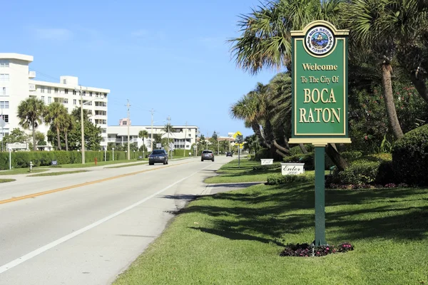 Boca raton, fl bienvenida señal — Foto de Stock