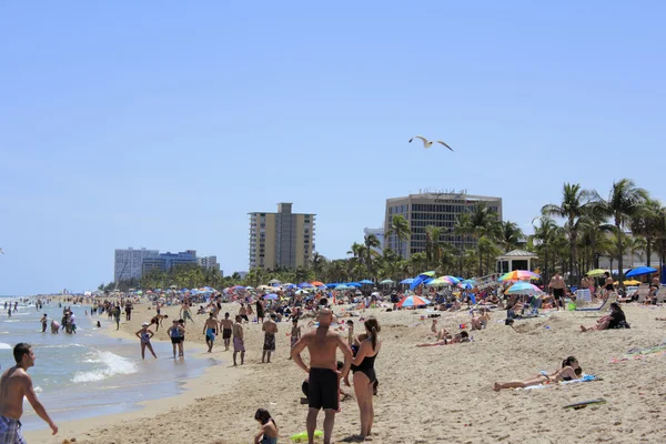 Very Crowded Las Olas Beach — Stock Photo, Image