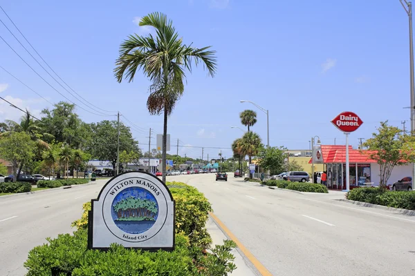 Wilton manors eiland stad teken — Stockfoto