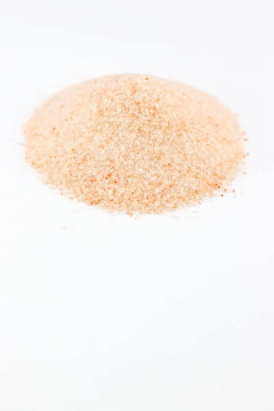 Pile Fine Grain Natural Pink Himalayan Salt White Paper Background — Stock Photo, Image