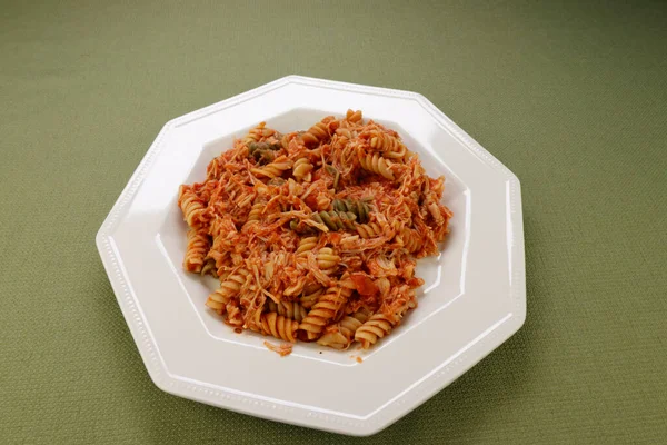 Spinach Carrot Tomato Semolina Durum Wheat Tri Color Rotini Vegetable — Stock Photo, Image