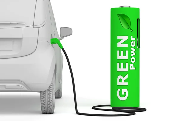 Акумулятор автозаправних станцій - Green Power паливо E-автомобіль — стокове фото