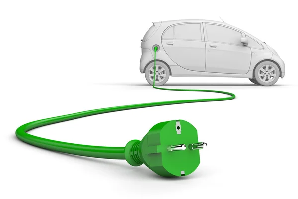 E-Car with Green Power Cable — Stock Photo, Image