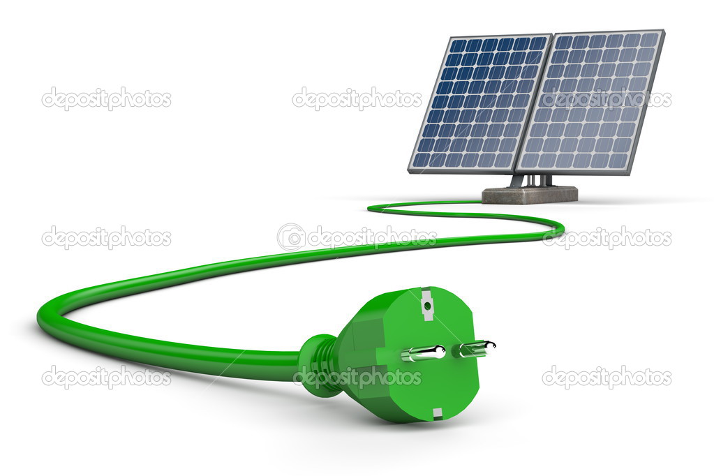 Solar Panel with Green Power Cable