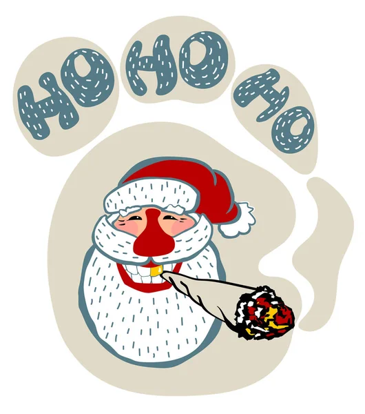 Santa Smoke Dude Cartoon Doodle Babbo Natale Fumare Una Sigaretta — Vettoriale Stock
