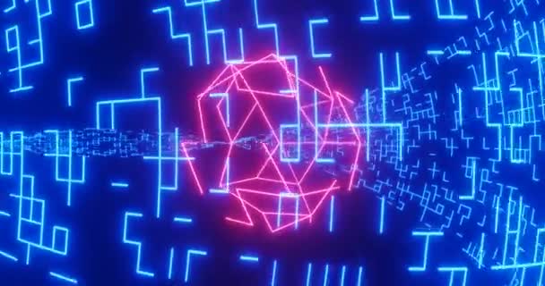Sci Tech Matrix Looped Animation Glittering Flashing Lines Make Futuristic — Vídeo de stock