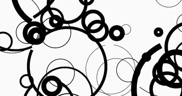 Abstract Circles Transition Looped Animation Randomly Scattering Circle Lines Black — стоковое видео