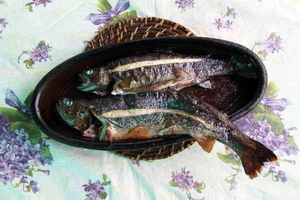 Trout di atas meja — Stok Foto