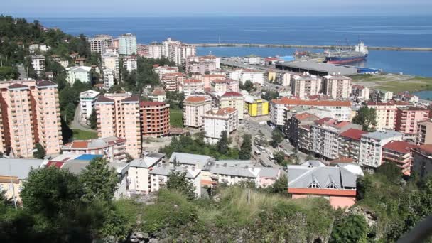 Vue de la colline avec forteresse sur le Rize — Video