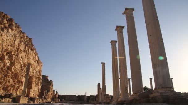 Ruínas e colunas de mármore — Vídeo de Stock