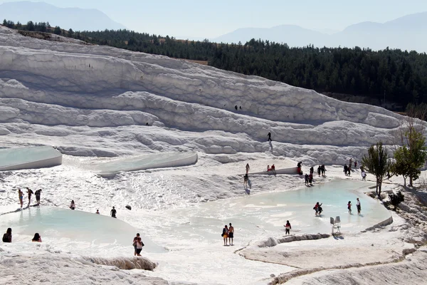 People and travertine — Stock Photo, Image