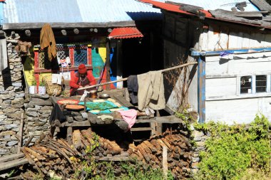 kadın ve çiftlik evi