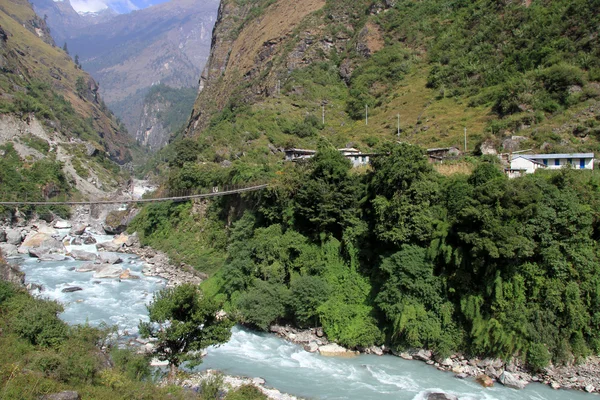 Rivier en bridge — Stockfoto