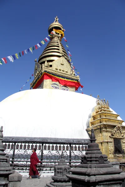 Monk and stupa — Stock Photo, Image