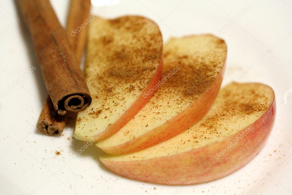 Apple slice with cinnamon