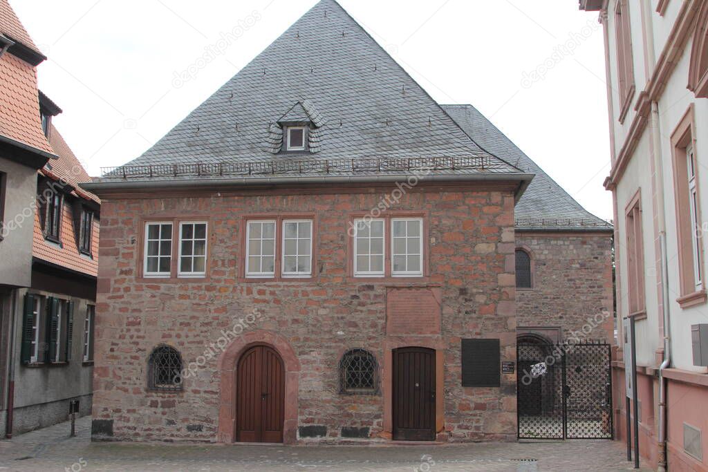 Front view of the old synagogue of Worms, Germany.