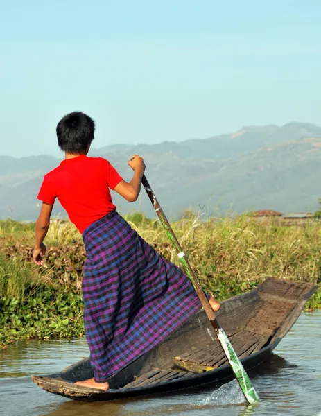 Rybáři na jezeře inle — Stock fotografie