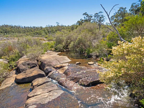 冬と春にジェーン ブルックは西オーストラリア州パース近くのジョン フォレスト国立公園のフーバ滝に餌を与えます — ストック写真