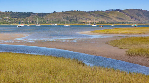 Yachts moored in the Knysna Lagoon in South Africa's Garden Route.