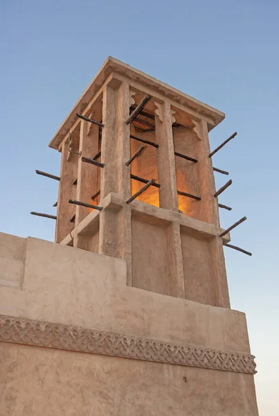 Traditionelle Windtürme Die Nachts Dubai Heritage Village Den Vereinigten Arabischen — Stockfoto