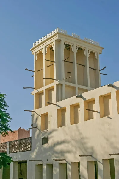 Magnificent Wind Tower Ras Kaimah Fort Uae Seen Shaded Courtyard — Stock Photo, Image