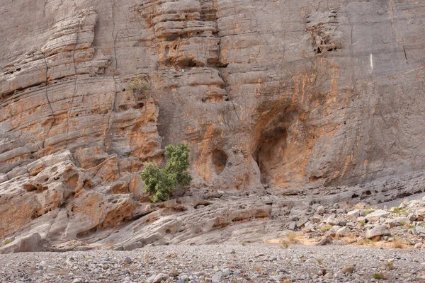 阿拉伯联合酋长国Ras Khaimah酋长国沙漠中的一个山谷中的岩层 — 图库照片