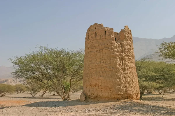 Los Restos Una Antigua Torre Vigilancia Dhayah Emirato Ras Khaimah — Foto de Stock