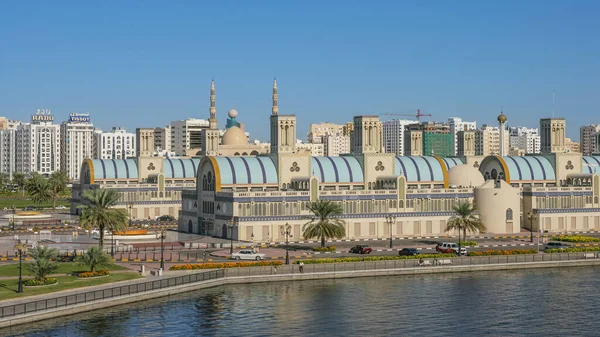 Sharjah Uae December 2004 Its Blue Tile Trimmed Facade Central — Stock Photo, Image