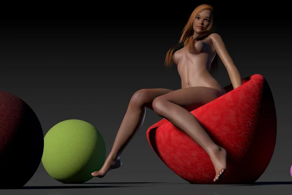 Menina sexy sentado na esfera — Fotografia de Stock