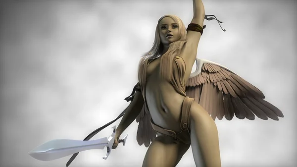 Schöner Engel mit Schwert — Stockfoto