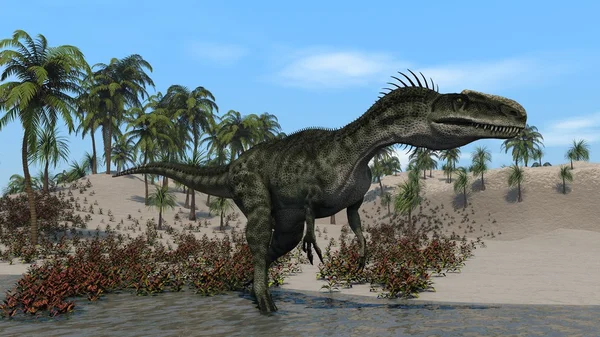 Monolophosaurus sulla riva — Foto Stock