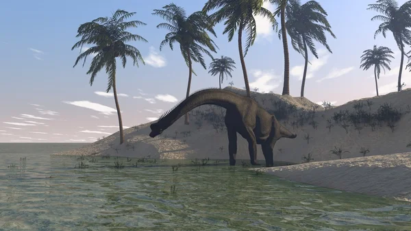 Brachiosaurus on shore — Stock Photo, Image