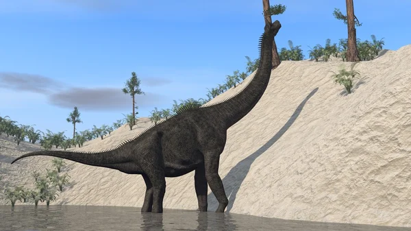 Брахиозавр на берегу — стоковое фото