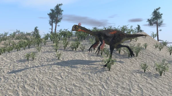 Gigantoraptor on sand terrain — Stock Photo, Image