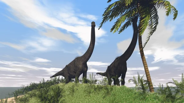 Brachiosaurus på gräs terräng — Stockfoto