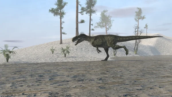 Monolophosaurus op de wal — Stockfoto