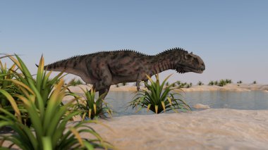 majungasaurus kıyısında yürüyüş