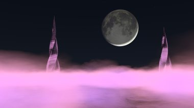 soyut fantezi gece manzarası