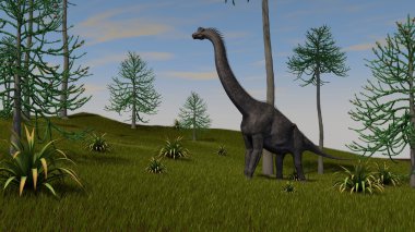 brachiosaurus tepede yürüyor