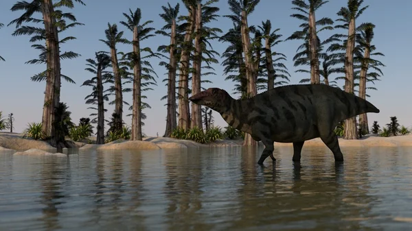 Shuangmiaosaurus v jezeře vody — Stock fotografie