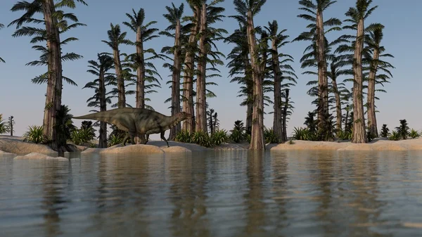 Shuangmiaosaurus in lake water — Stock Photo, Image